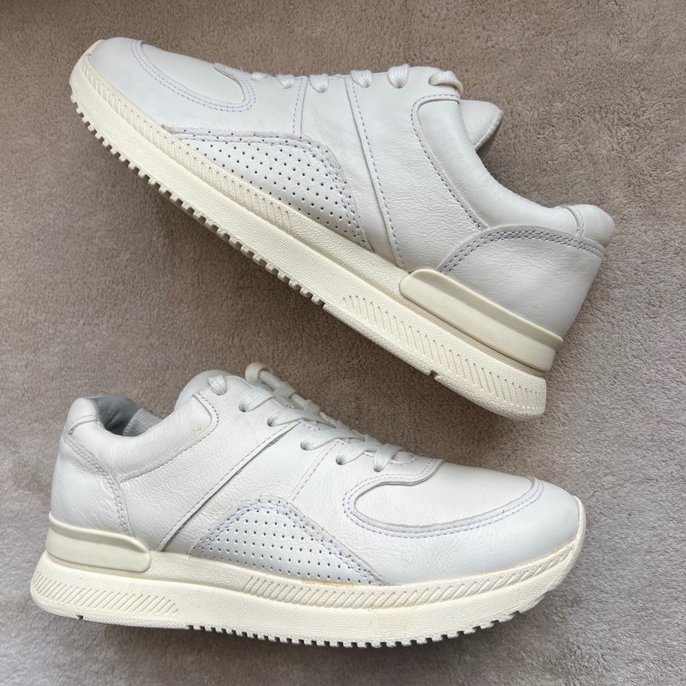 EVERLANE Cream Off White Leather Sneaker Tennis Shoes Lace Up Women 7 Athleisure